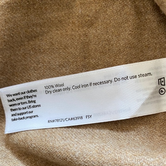 Eileen Fisher Shirt Women Large Tan Wool Chore Long Sleeve Workwear Minimalist - Picture 7 of 10